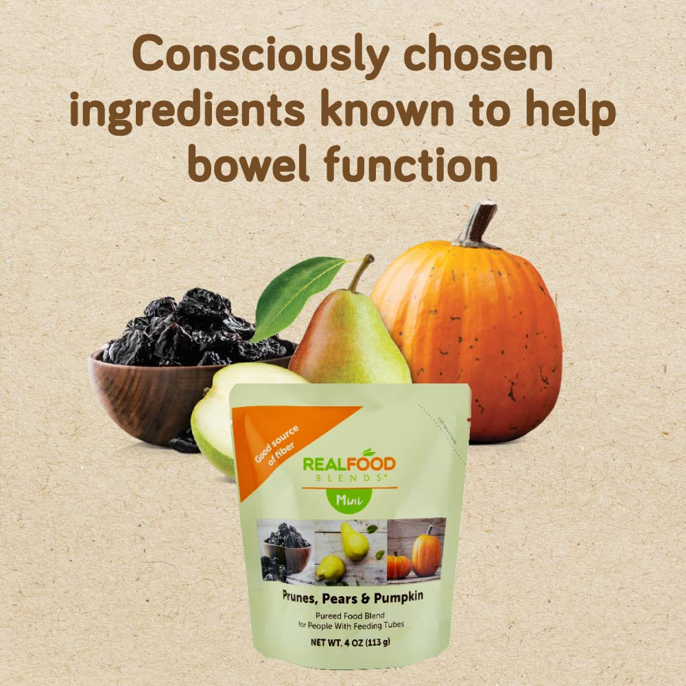 tube feeding formula real food blends mini prunes pears pumpkin flavor liquid 4 oz pouch