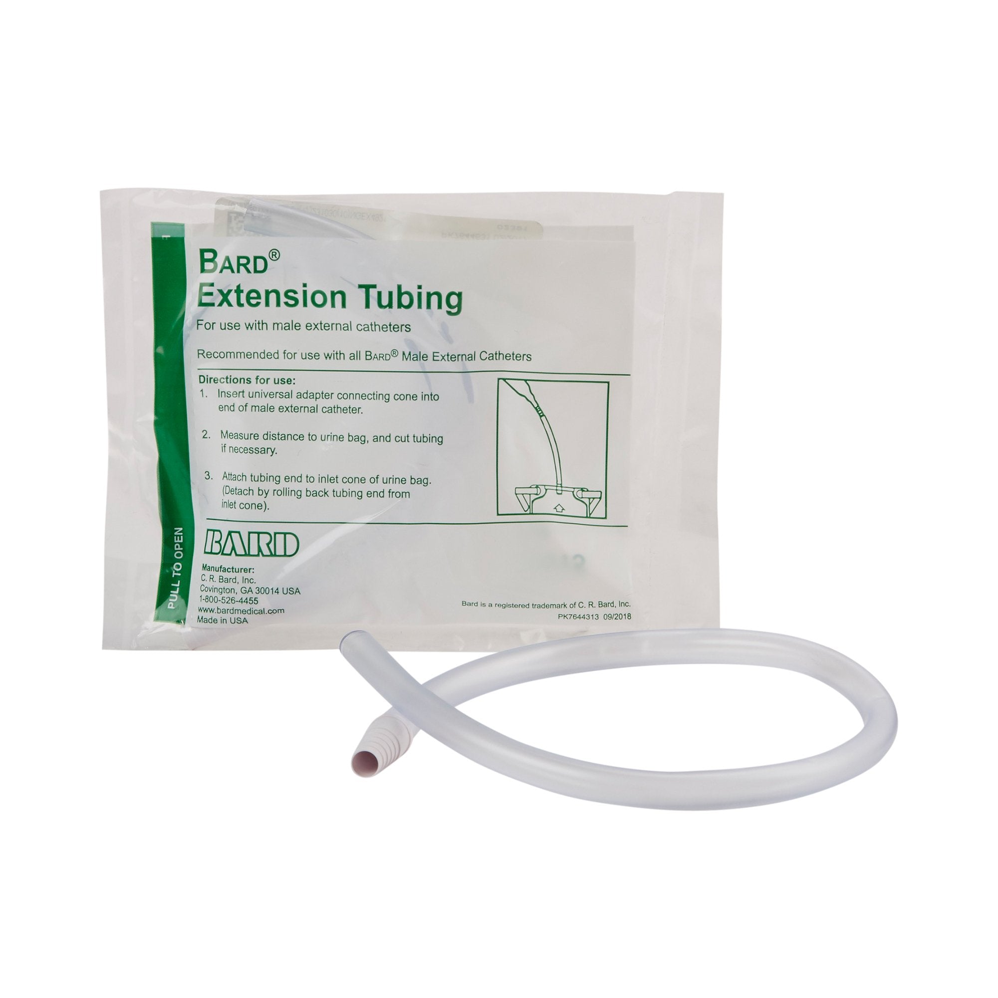 Tube, Leg Bag Extension Bard 18 Inch Tube and Adapter, Reusable, Nonsterile
