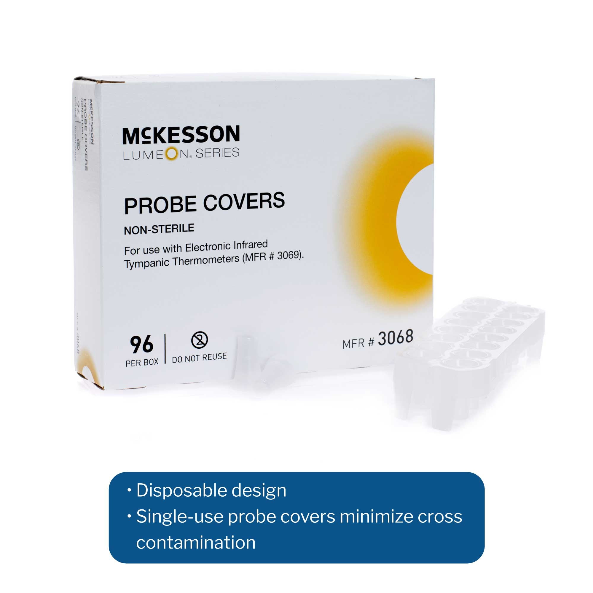 tympanic thermometer probe cover mckesson lumeon for use with tympanic thermometers 96 per box packaging type box