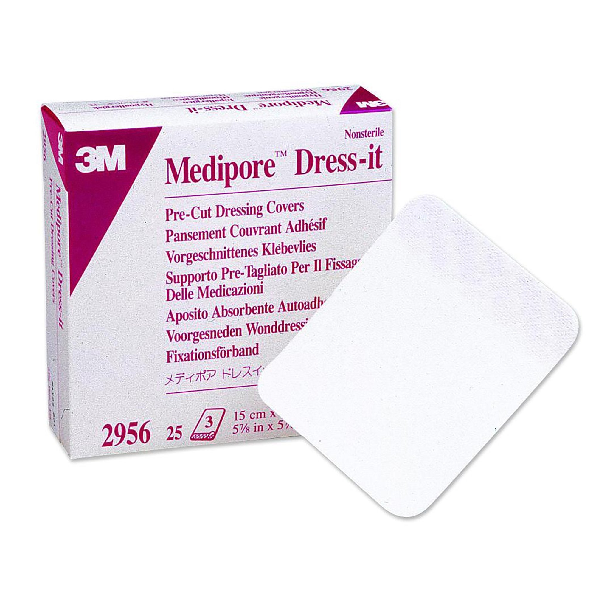 Dressing Retention Tape with Liner 3M Medipore Dress-It White 5-7/8 X 5-7/8 Inch Soft Cloth NonSterile