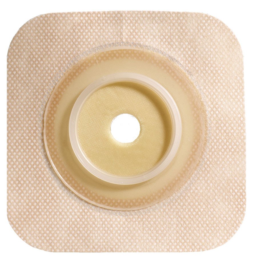 Ostomy Barrier Sur Fit Natura Trim to Fit, Standard Wear Stomahesive Without Tape 100 mm Flange Sur Fit Natura System Hydrocolloid 2 5/8 to 3 1/2 Inch Opening 6 X 6 Inch