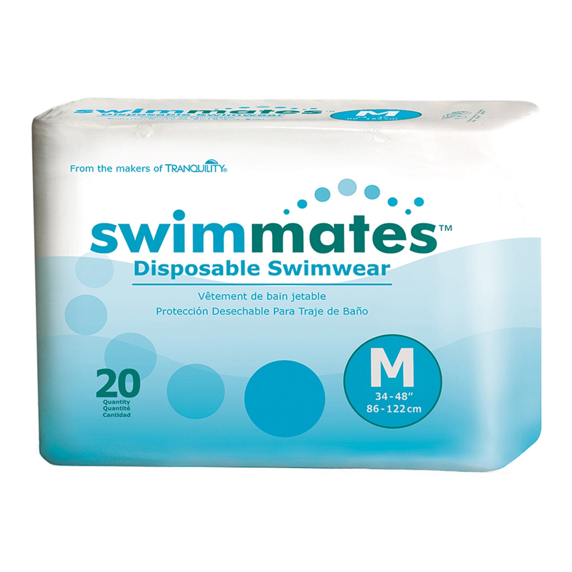 Unisex Adult Bowel Containment Swim Brief Swimmates Pull On with Tear Away Seams Medium Disposable Moderate Absorbency