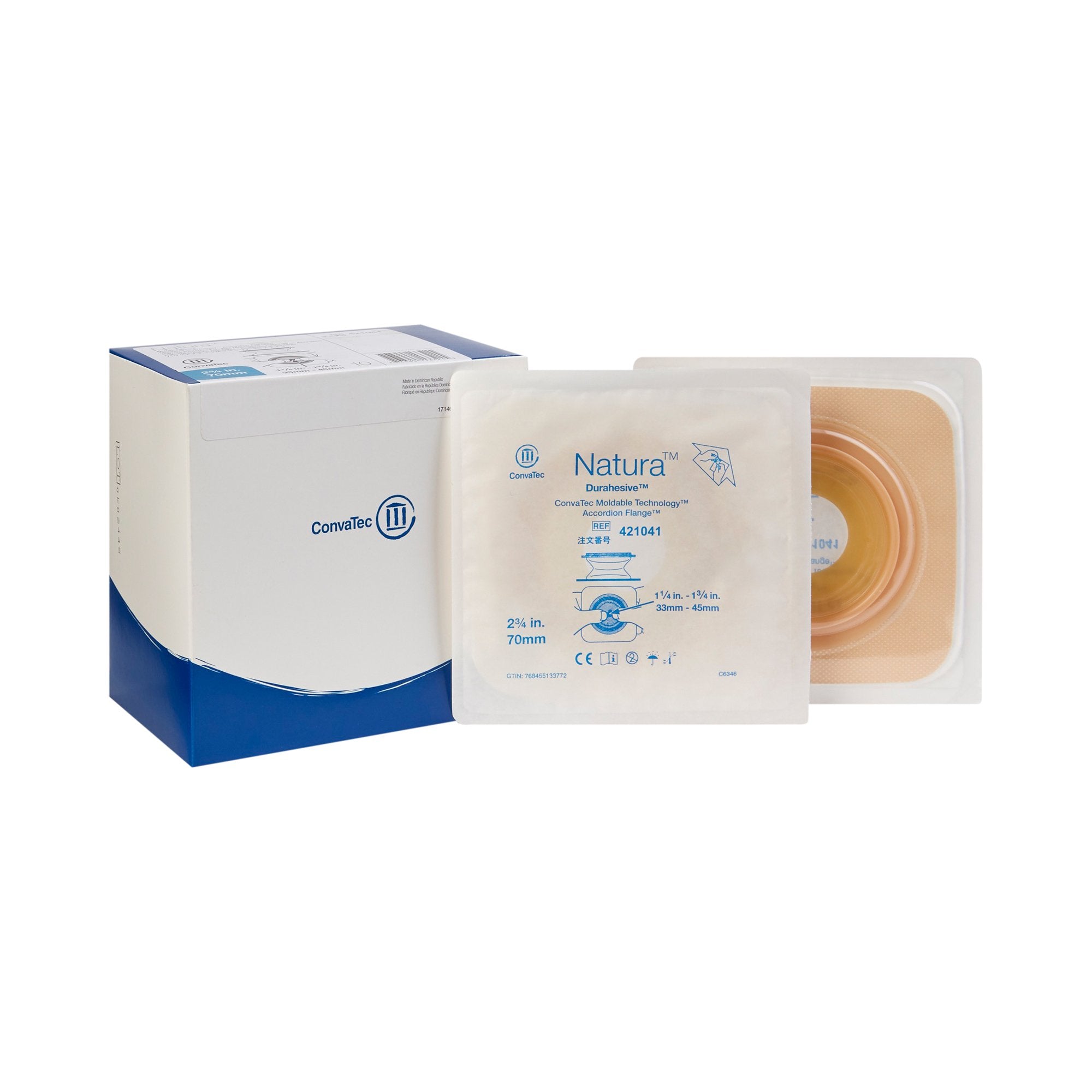 Ostomy Barrier Natura Moldable Durahesive Adhesive 70 mm Flange Natura System Hydrocolloid Tape Collar 1 1/4 to 1 3/4 Inch Opening