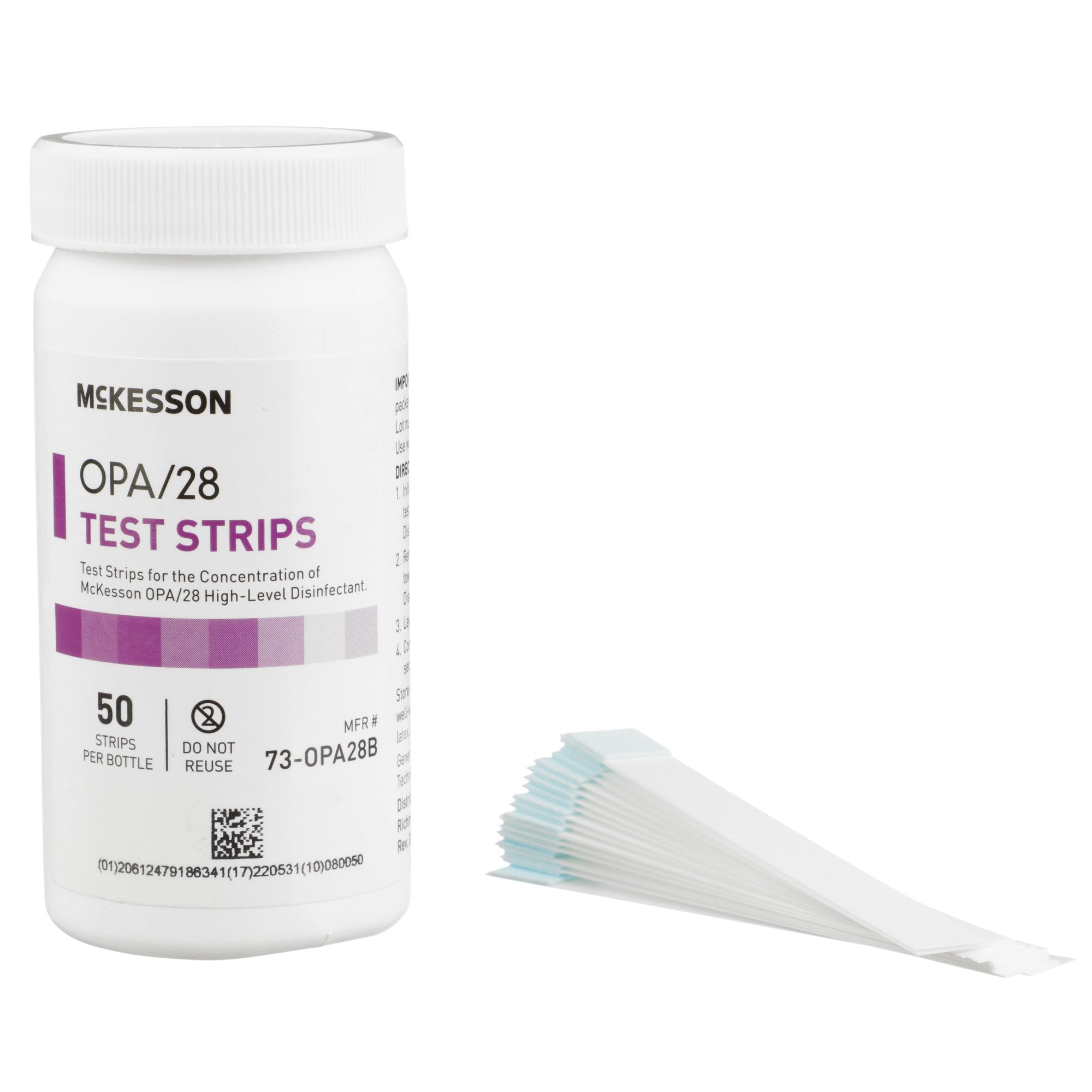 OPA Concentration Indicator McKesson OPA/28 Pad 50 Test Strips Bottle Single Use