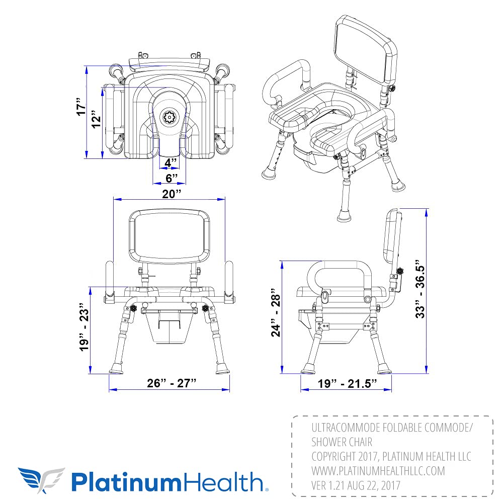 ultracommode™ foldable commode and shower chair soft warm padded portable and foldable xl toilet seat with open front