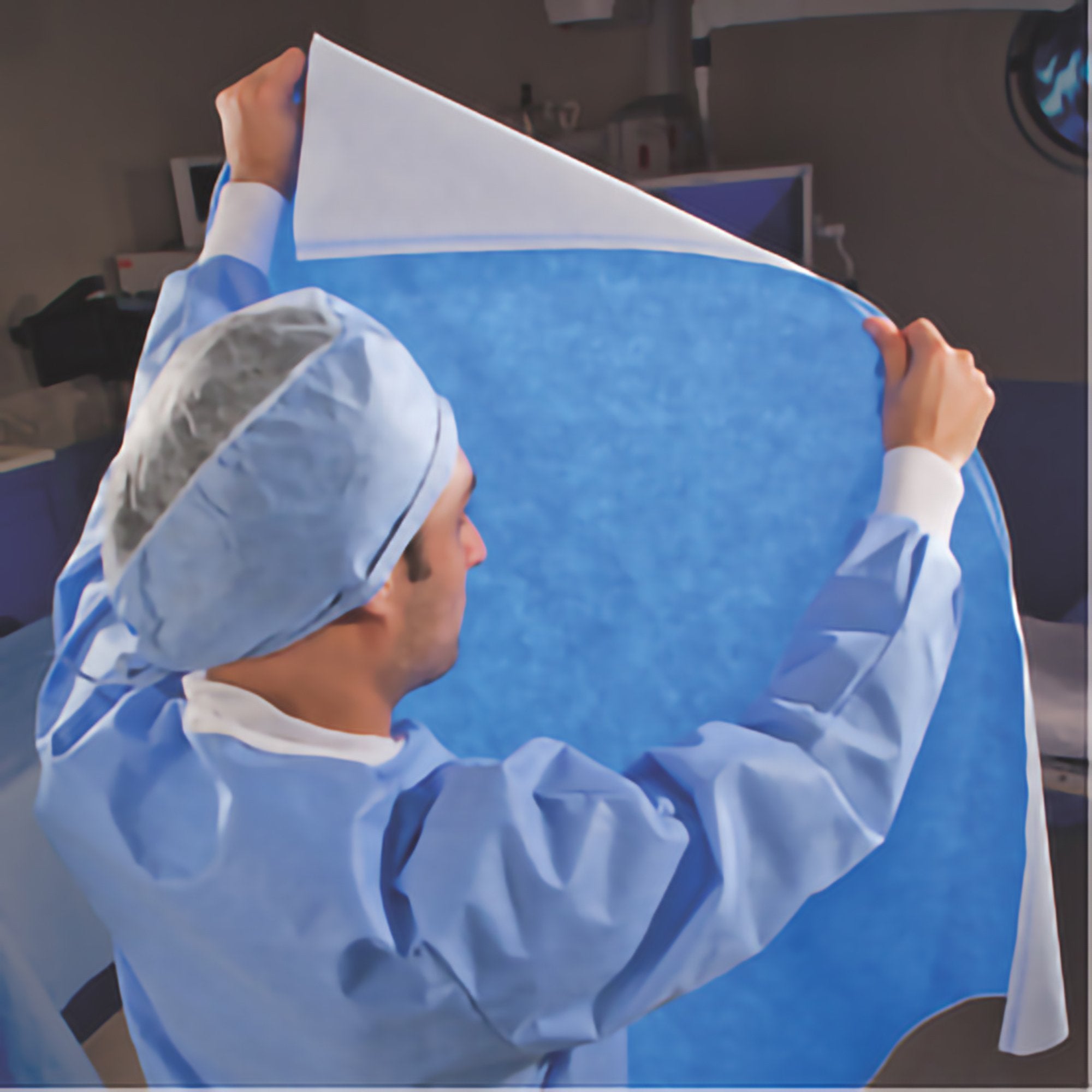 QUICK CHECK* H500 Sterilization Wrap White / Blue 54 X 54 Inch Dual Layer SMS Polypropylene Steam / EO Gas / Hydrogen Peroxide