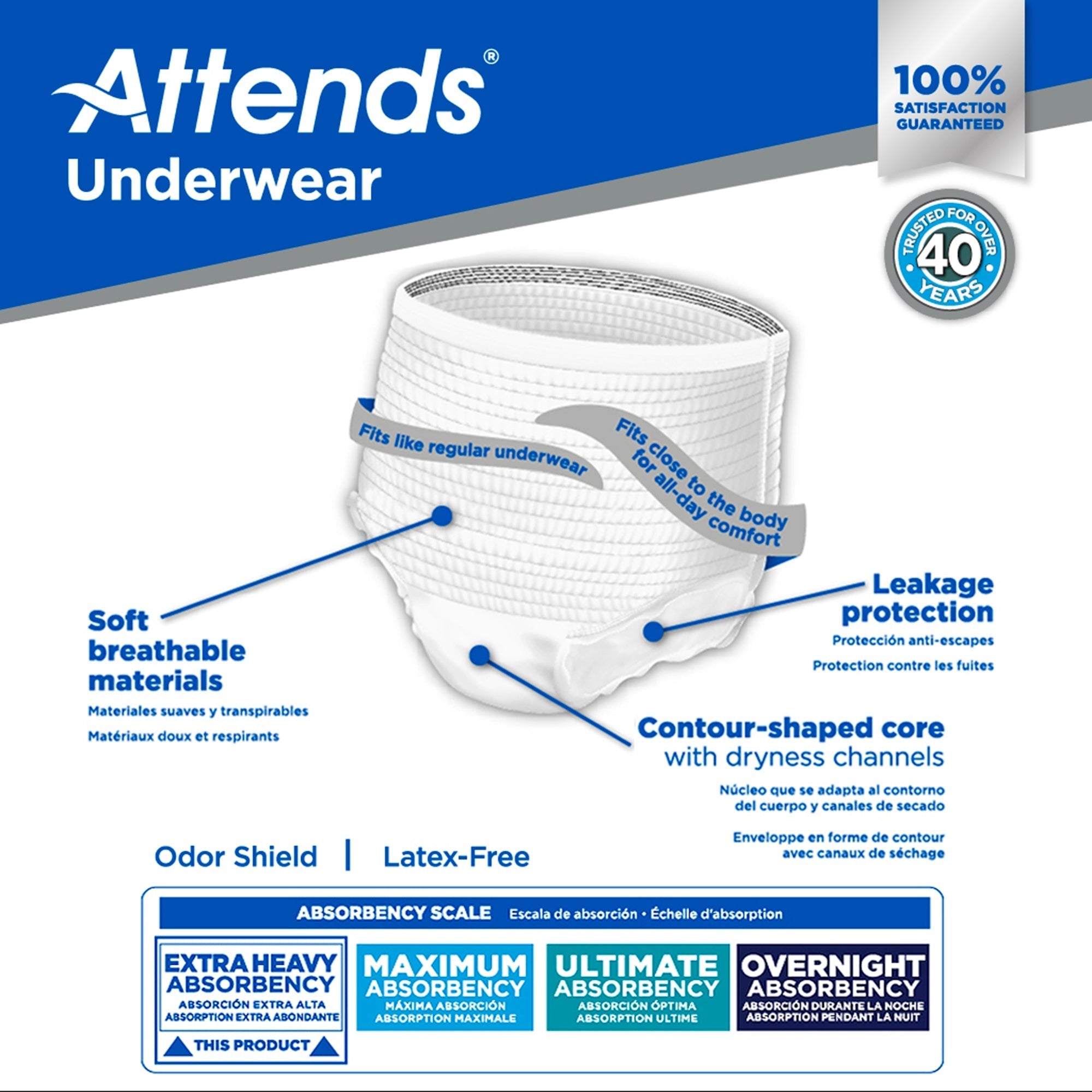 unisex adult absorbent underwear attends care pull on with tear away seams large disposable heavy absorbency packaging type case