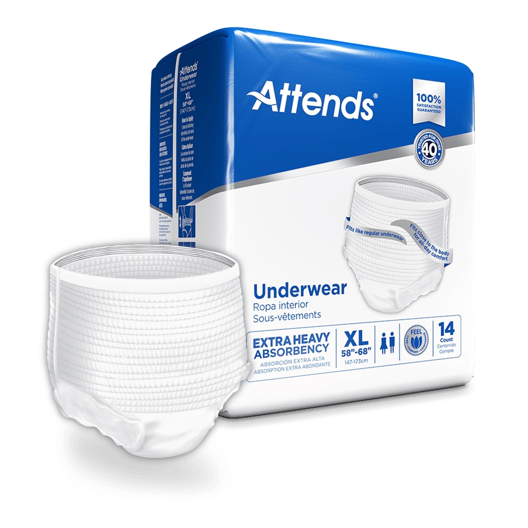 unisex adult absorbent underwear attends care pull on with tear away seams x large disposable heavy absorbency packaging type case
