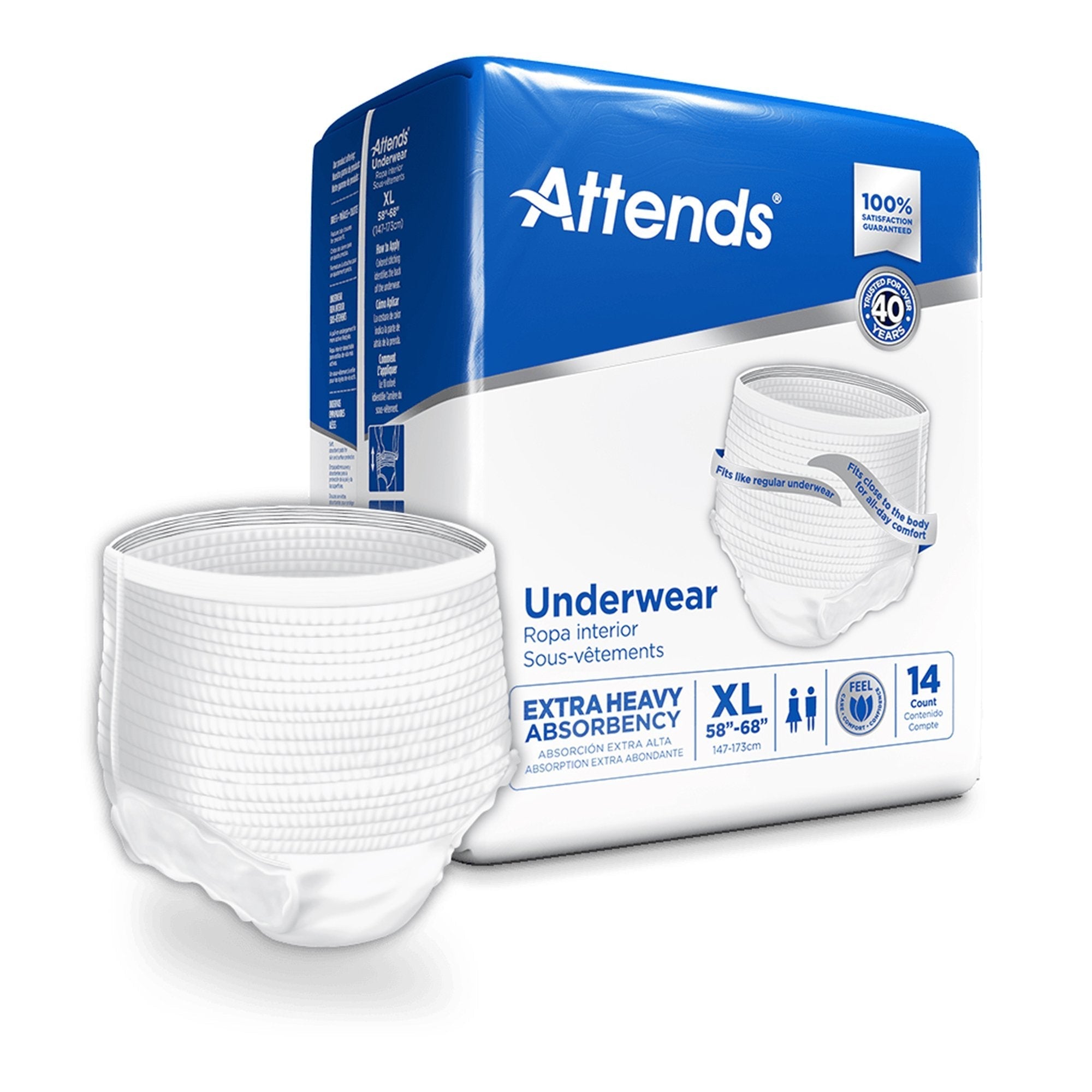 Unisex Adult Absorbent Underwear Attends Care Pull On with Tear Away Seams X Large Disposable Heavy Absorbency