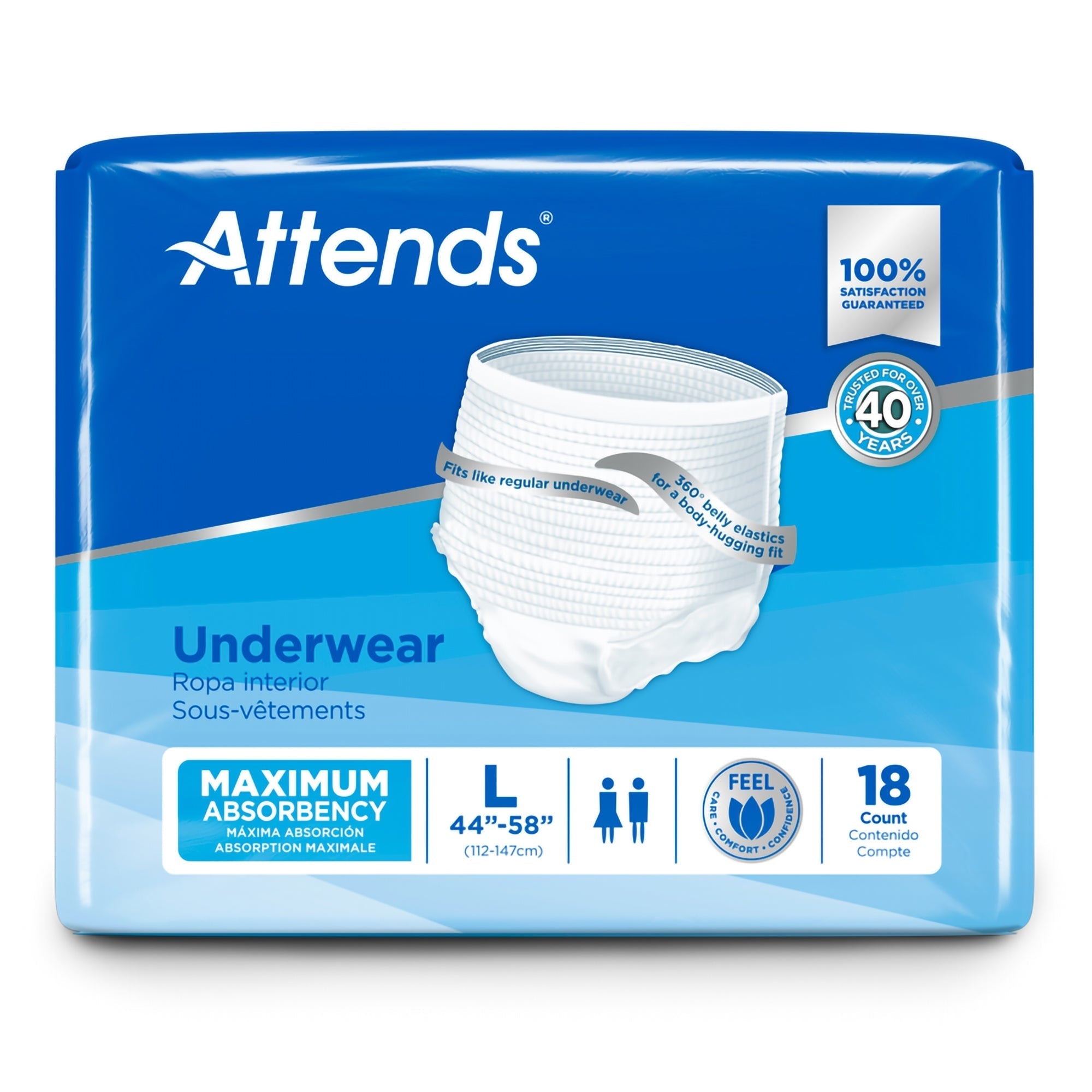 unisex adult absorbent underwear attends pull on with tear away seams large disposable heavy absorbency packaging type case