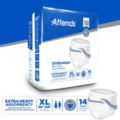 unisex adult absorbent underwear attends pull on with tear away seams x large disposable heavy absorbency packaging type case