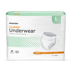 Unisex Adult Absorbent Underwear McKesson Classic Pull On with Tear Away Seams Large Disposable Light Absorbency