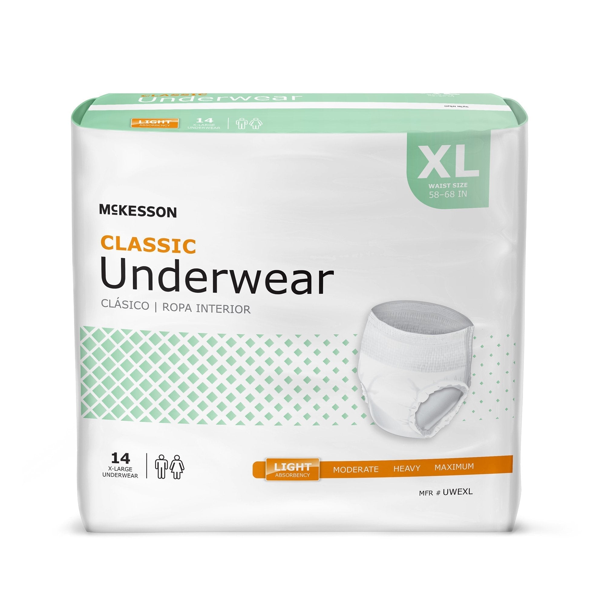 Unisex Adult Absorbent Underwear McKesson Classic Pull On with Tear Away Seams X Large Disposable Light Absorbency