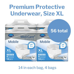 unisex adult absorbent underwear molicare premium mobile 6d pull on with tear away seams x large disposable moderate absorbency packaging type case