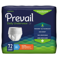unisex adult absorbent underwear prevail daily underwear extra pull on with tear away seams large disposable moderate absorbency packaging type case