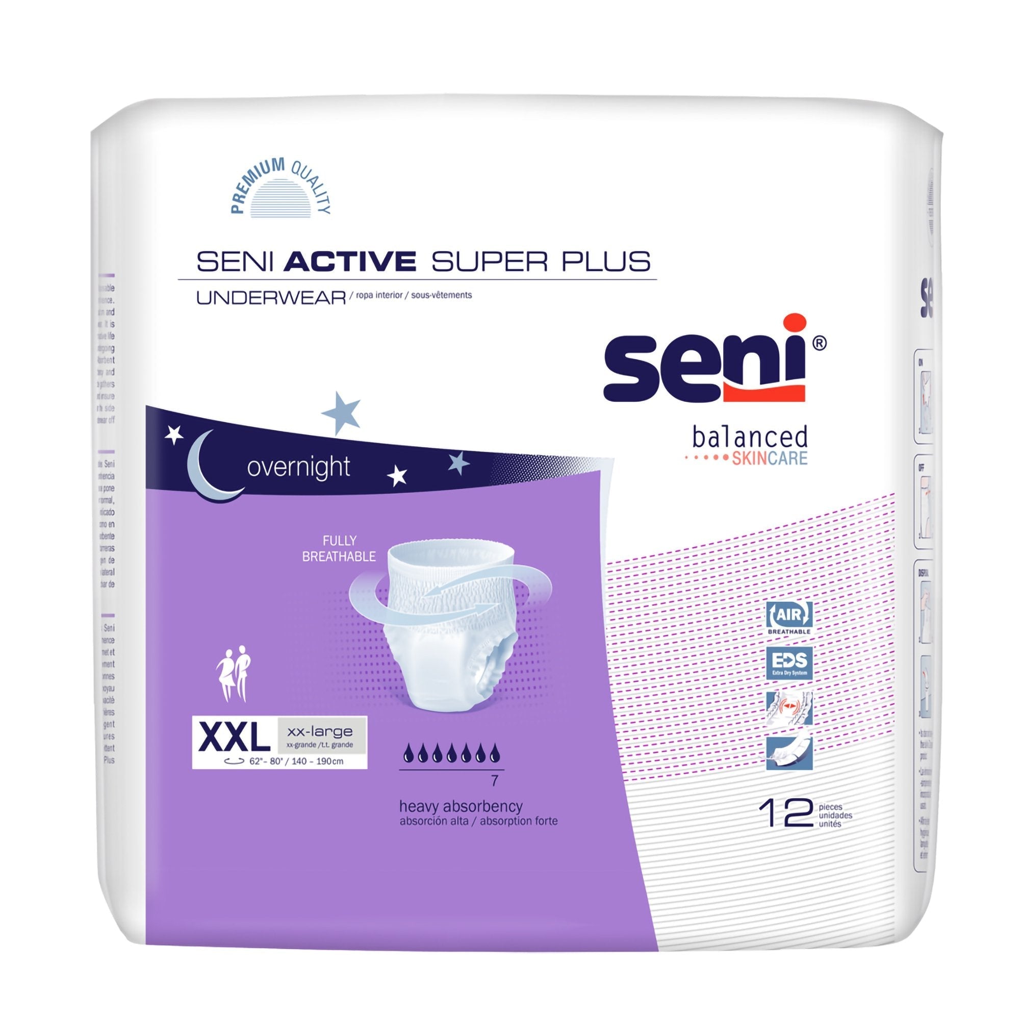 Unisex Adult Absorbent Underwear Seni Active Super Plus Pull On with Tear Away Seams 2X Large Disposable Heavy Absorbency