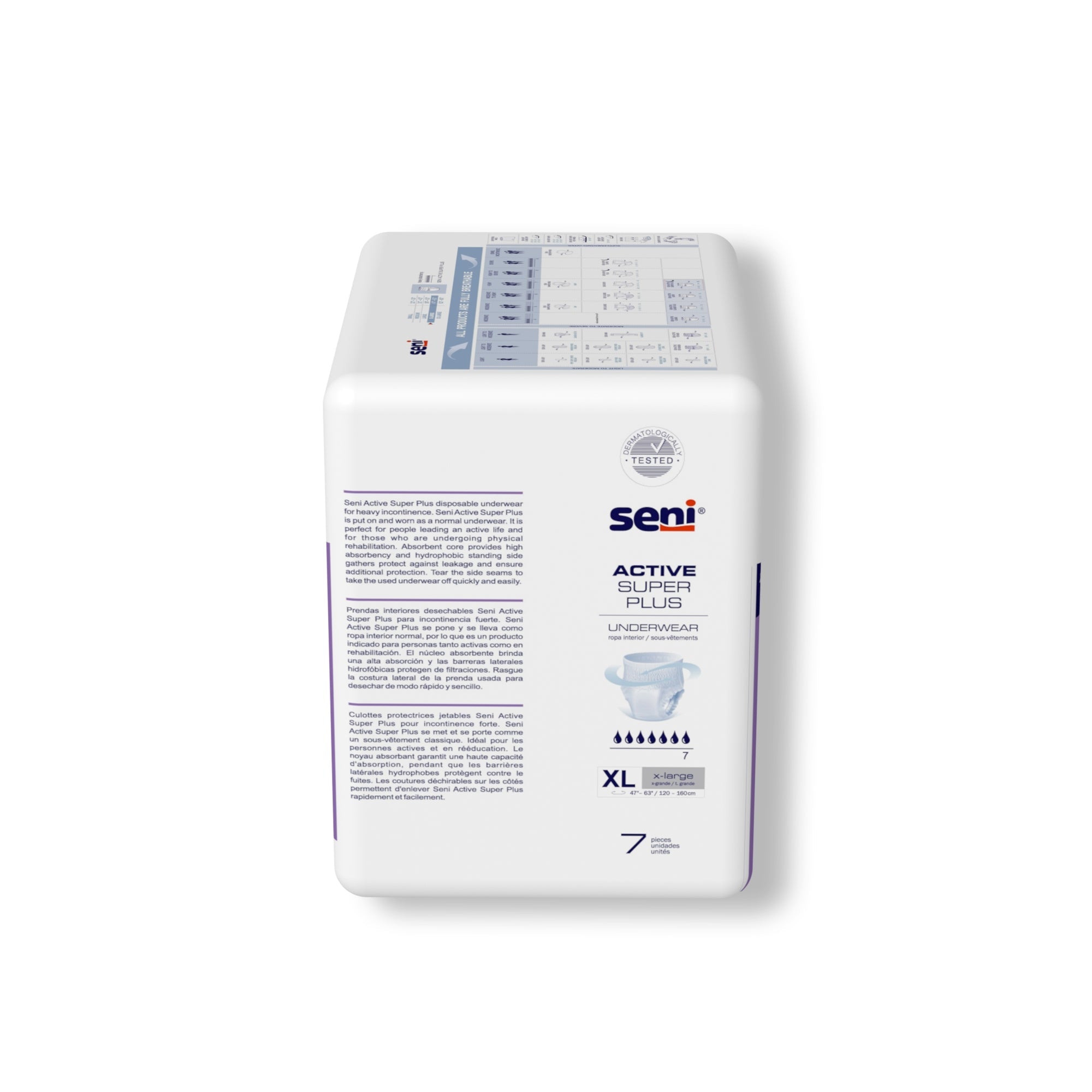 unisex adult absorbent underwear seni active super plus pull on with tear away seams x large disposable heavy absorbency packaging type case