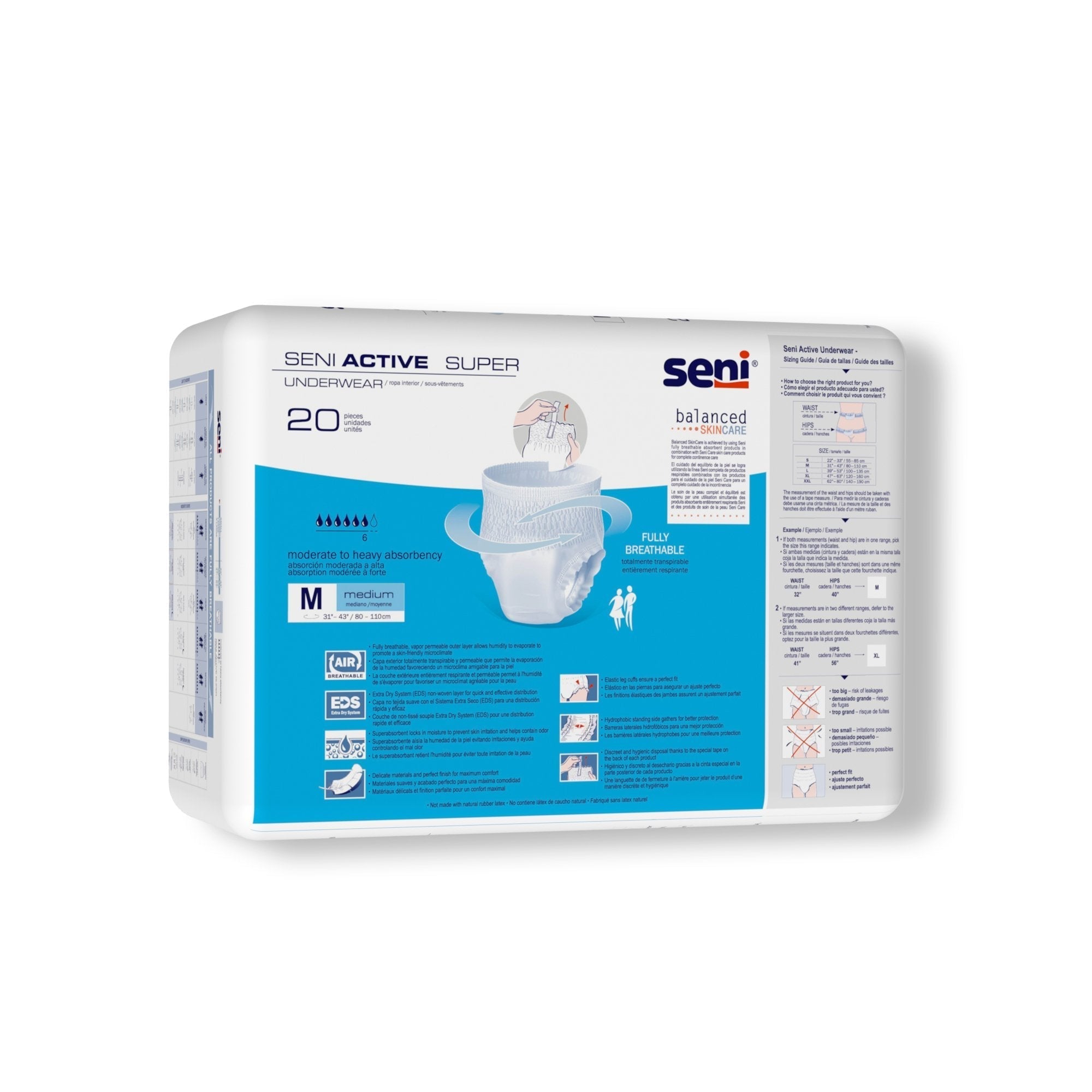 unisex adult absorbent underwear seni active super pull on with tear away seams medium disposable moderate absorbency packaging type case