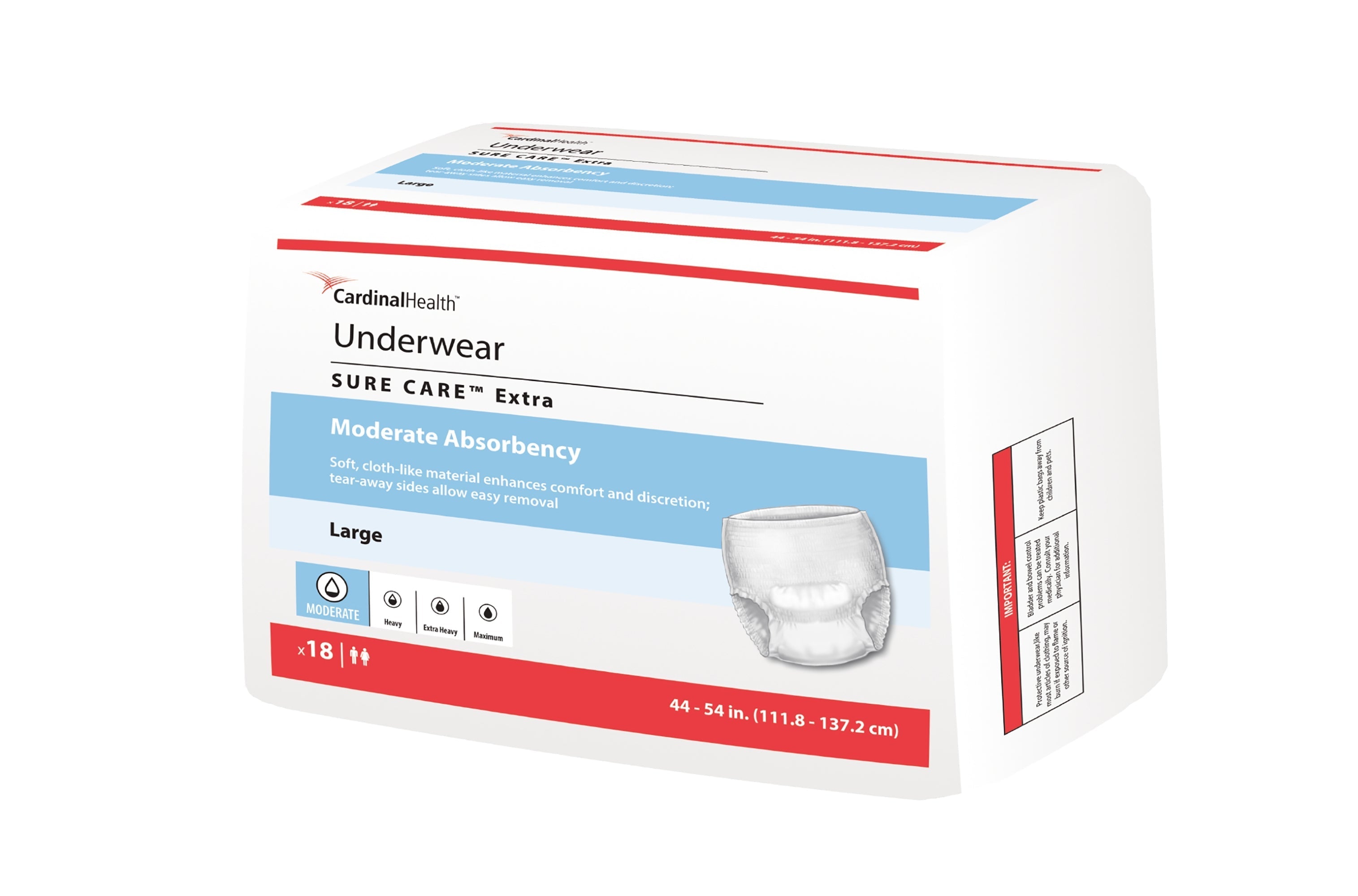 unisex adult absorbent underwear sure care extra pull on with tear away seams large disposable moderate absorbency packaging type case