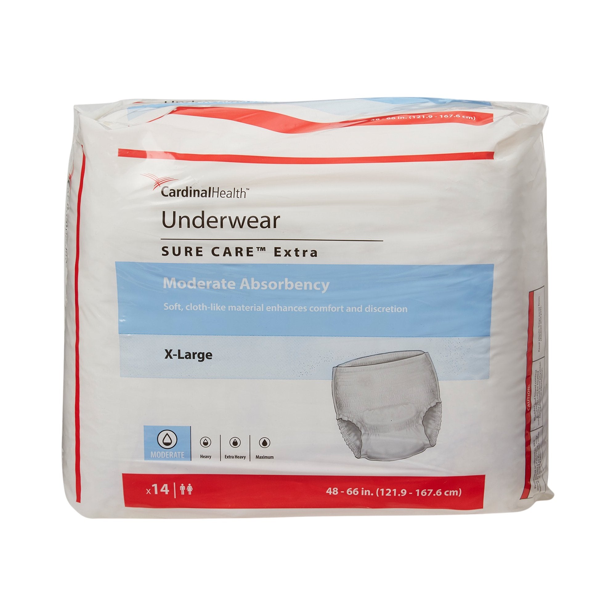 unisex adult absorbent underwear sure care extra pull on with tear away seams x large disposable moderate absorbency packaging type case