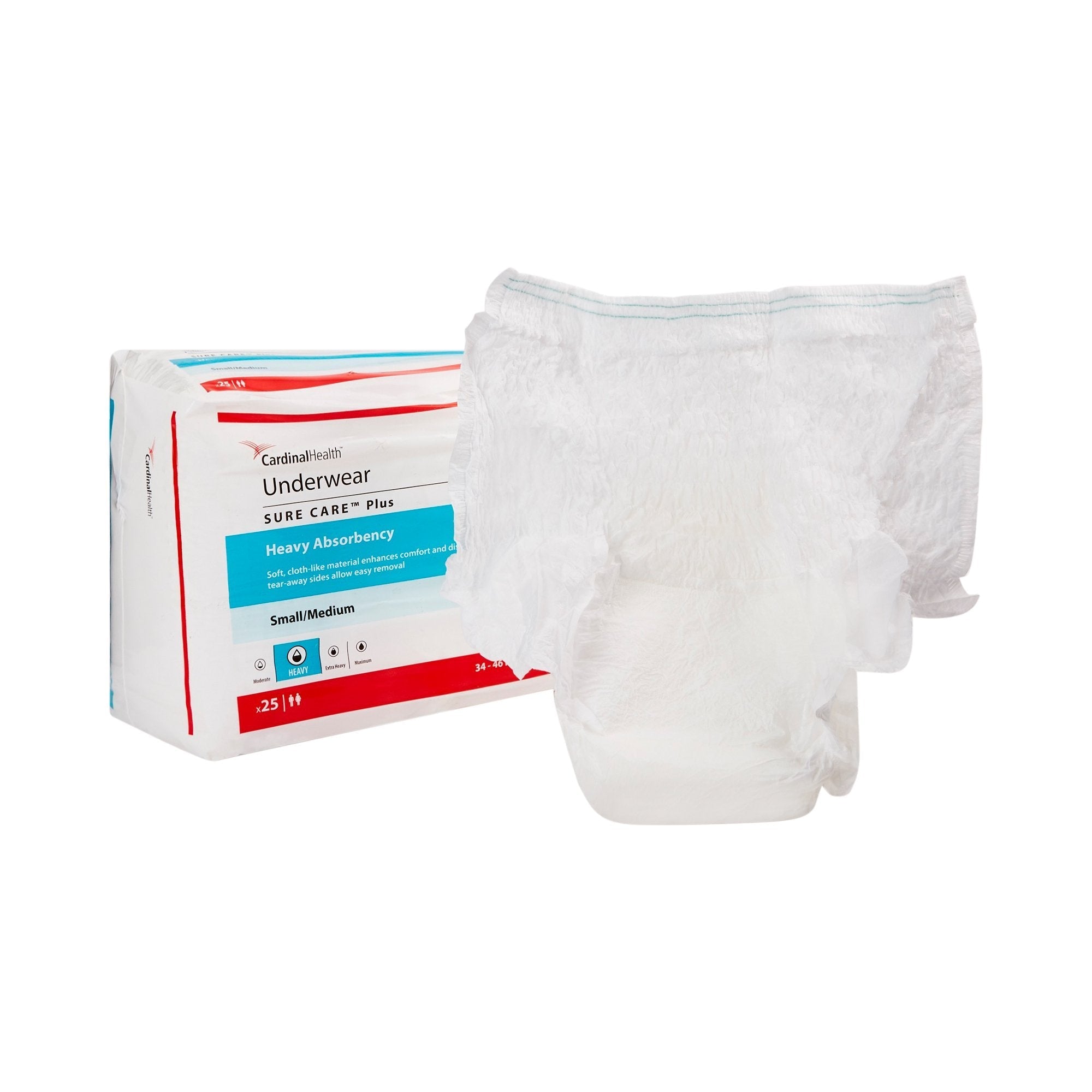 Unisex Adult Absorbent Underwear Sure Care Plus Pull On with Tear Away Seams Medium Disposable Heavy Absorbency