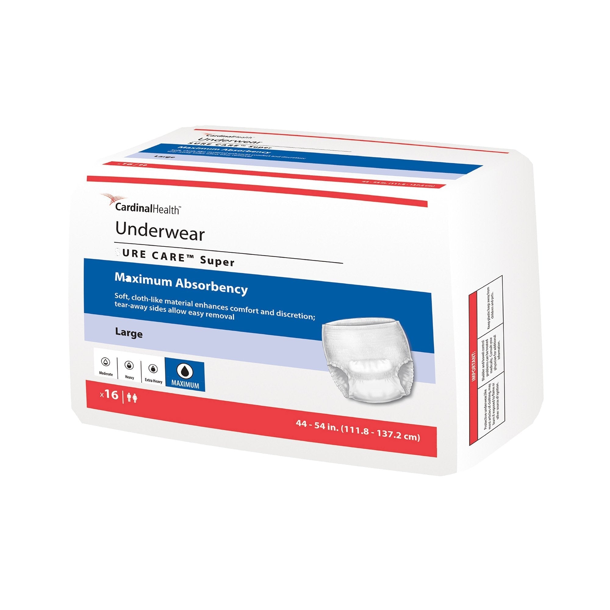 unisex adult absorbent underwear sure care super pull on with tear away seams x large disposable heavy absorbency packaging type case