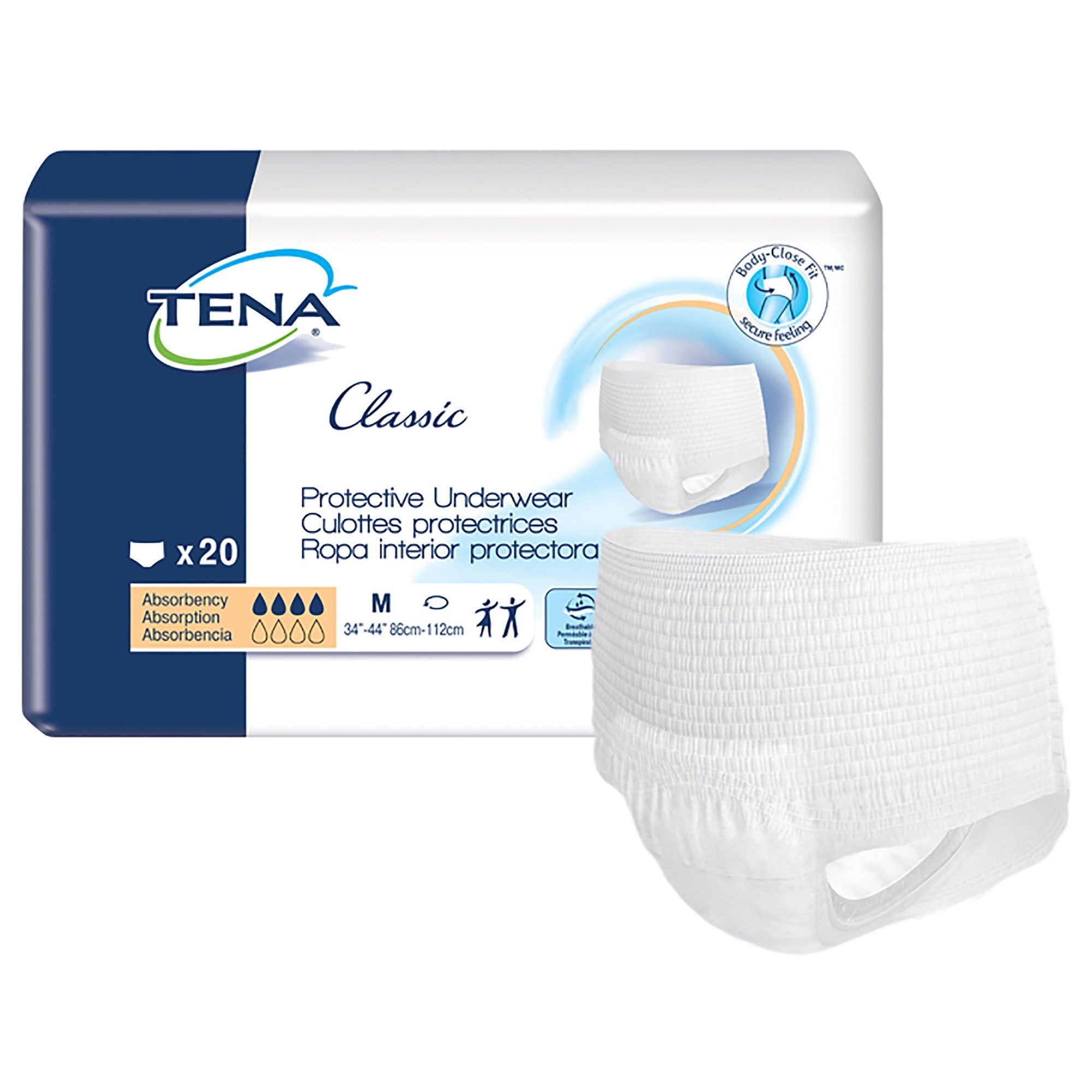 Unisex Adult Absorbent Underwear TENA Classic Pull On with Tear Away Seams Medium Disposable Moderate Absorbency