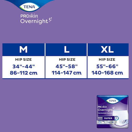 unisex adult absorbent underwear tena proskin overnight super pull on with tear away seams large disposable heavy absorbency packaging type case