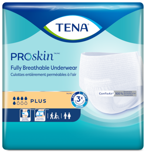 unisex adult absorbent underwear tena proskin plus pull on with tear away seams 2x large disposable moderate absorbency packaging type case