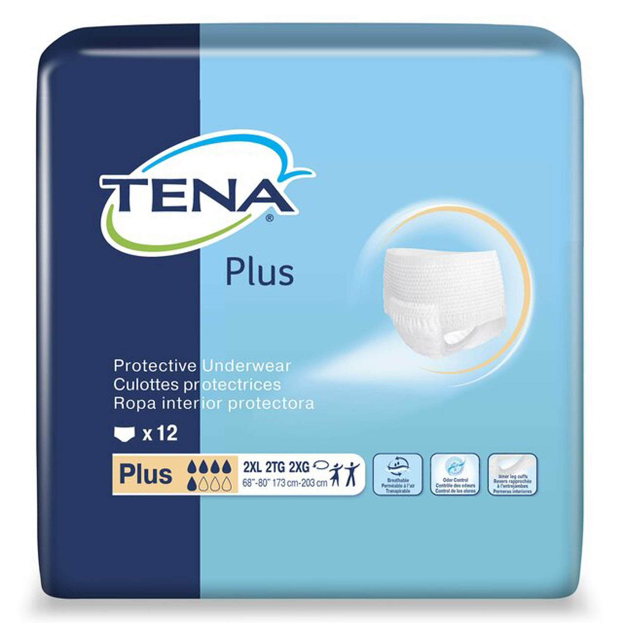 unisex adult absorbent underwear tena proskin plus pull on with tear away seams 2x large disposable moderate absorbency packaging type case