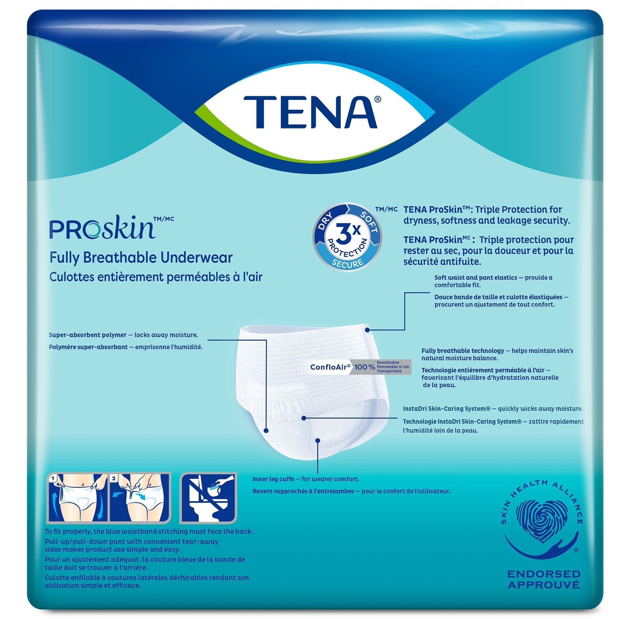 unisex adult absorbent underwear tena proskin plus pull on with tear away seams large disposable moderate absorbency packaging type case