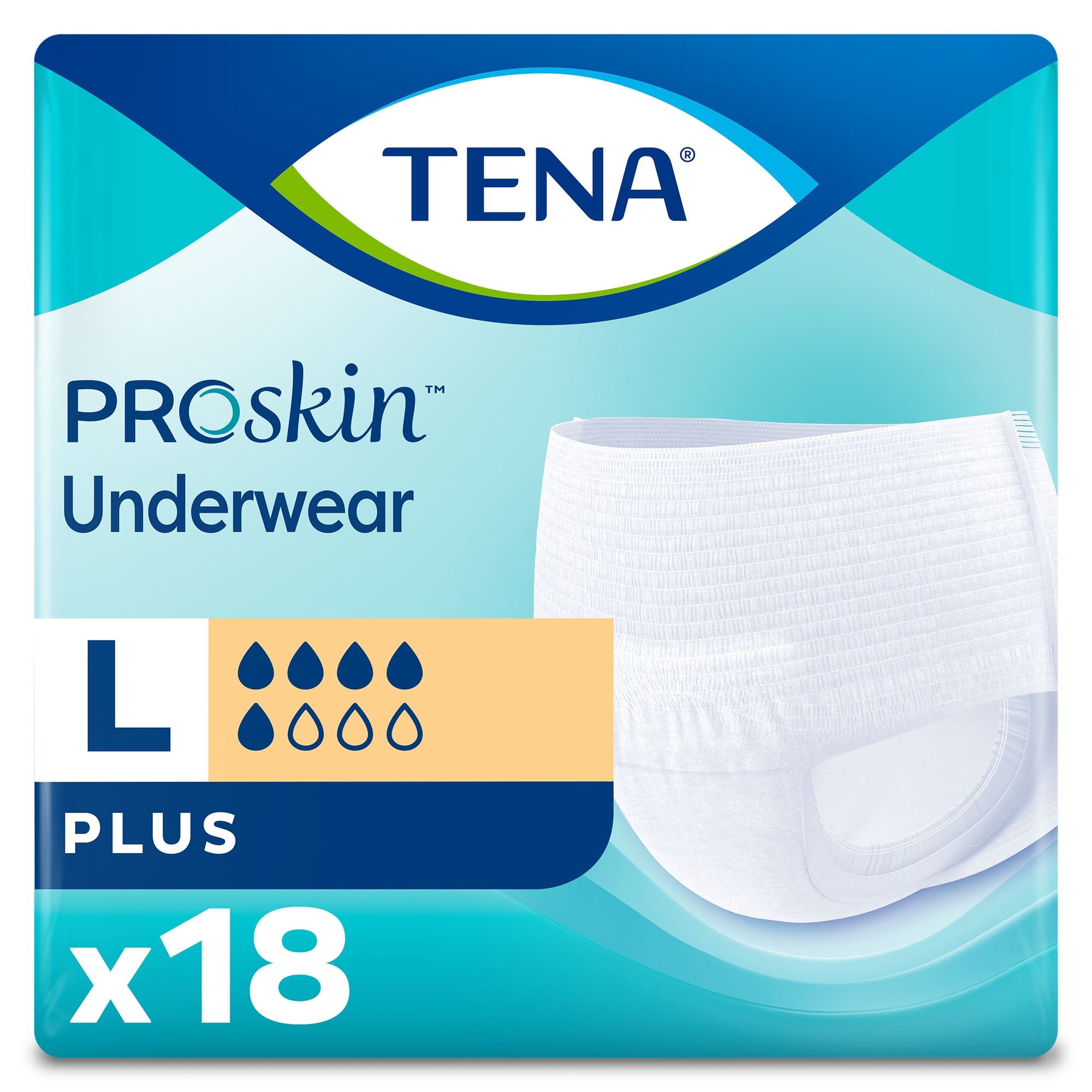 unisex adult absorbent underwear tena proskin plus pull on with tear away seams large disposable moderate absorbency packaging type case