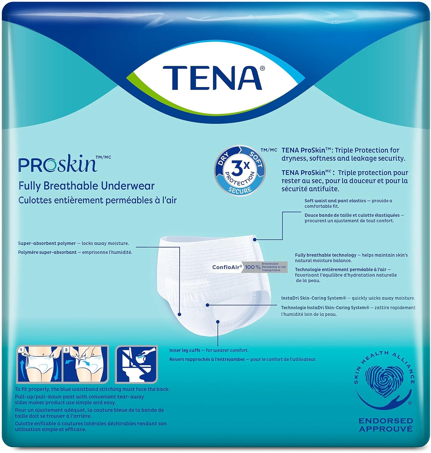 unisex adult absorbent underwear tena proskin plus pull on with tear away seams medium disposable moderate absorbency packaging type case