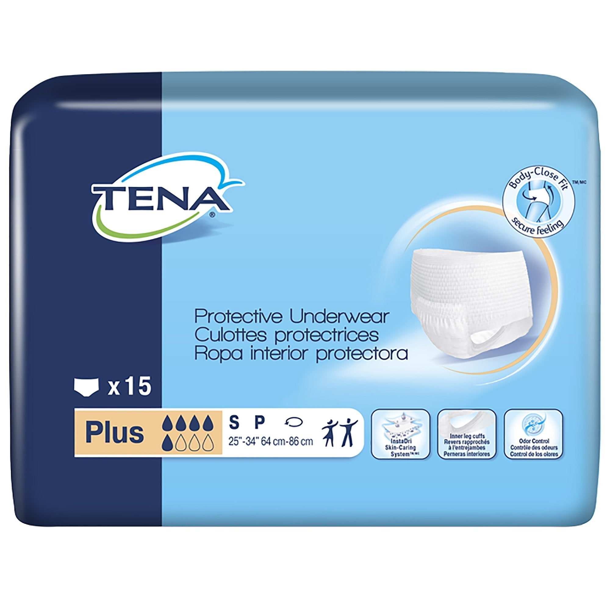 unisex adult absorbent underwear tena proskin plus pull on with tear away seams small disposable moderate absorbency packaging type case