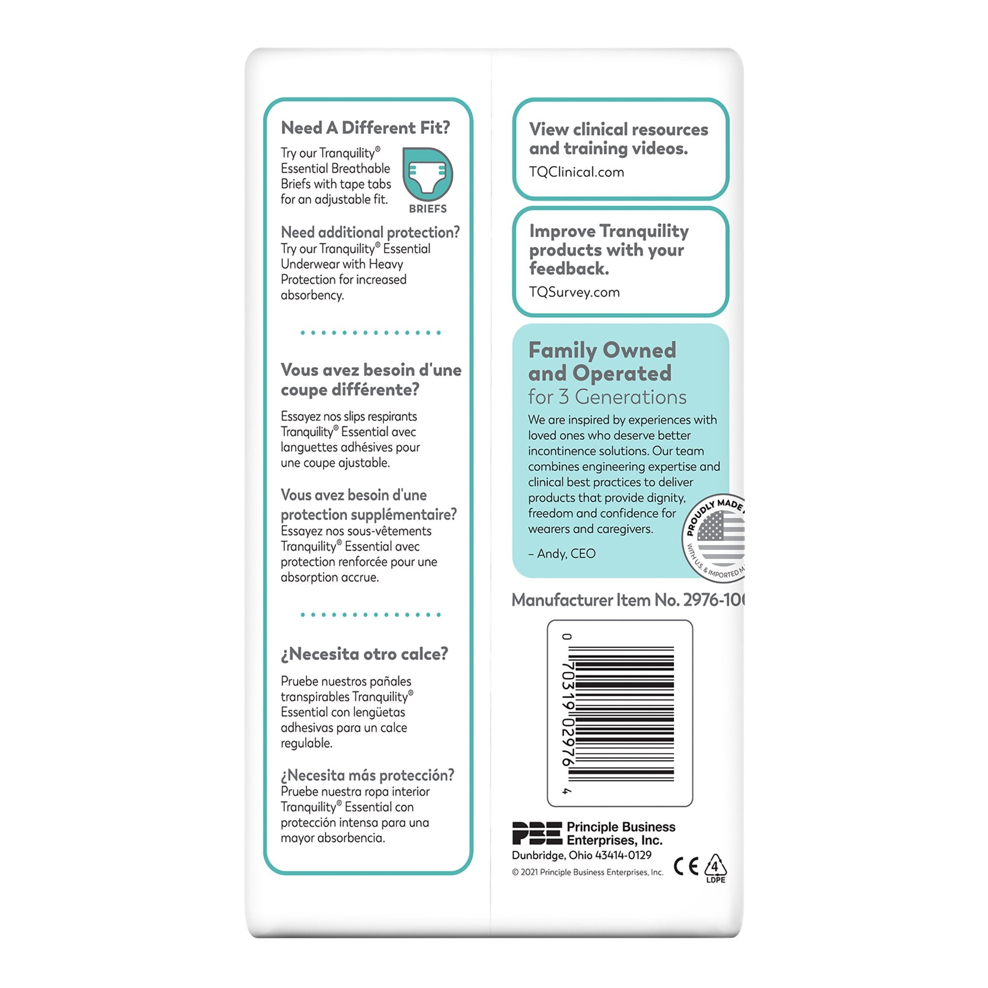 unisex adult absorbent underwear tranquility essential pull on with tear away seams large disposable moderate absorbency packaging type bag