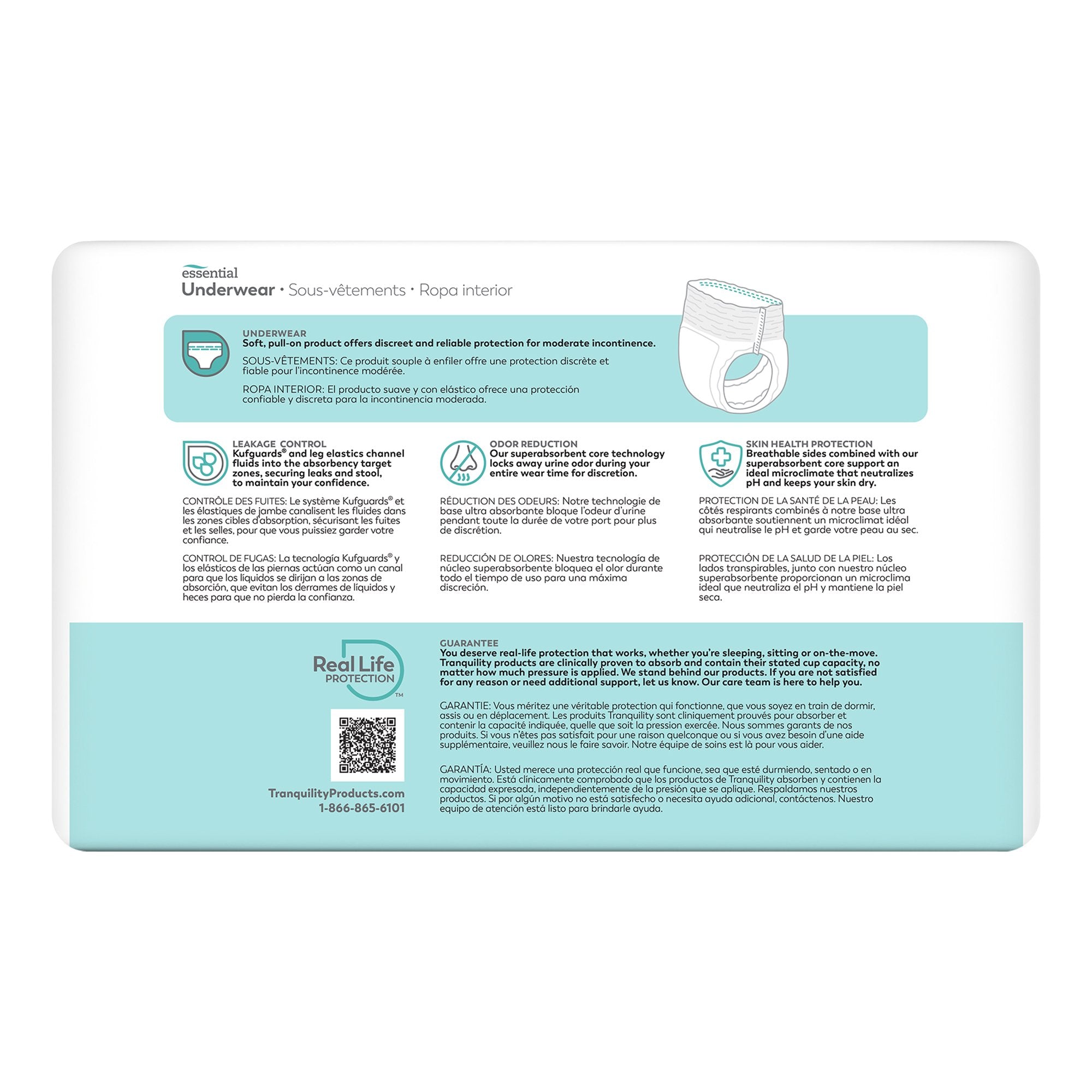 unisex adult absorbent underwear tranquility essential pull on with tear away seams large disposable moderate absorbency packaging type bag