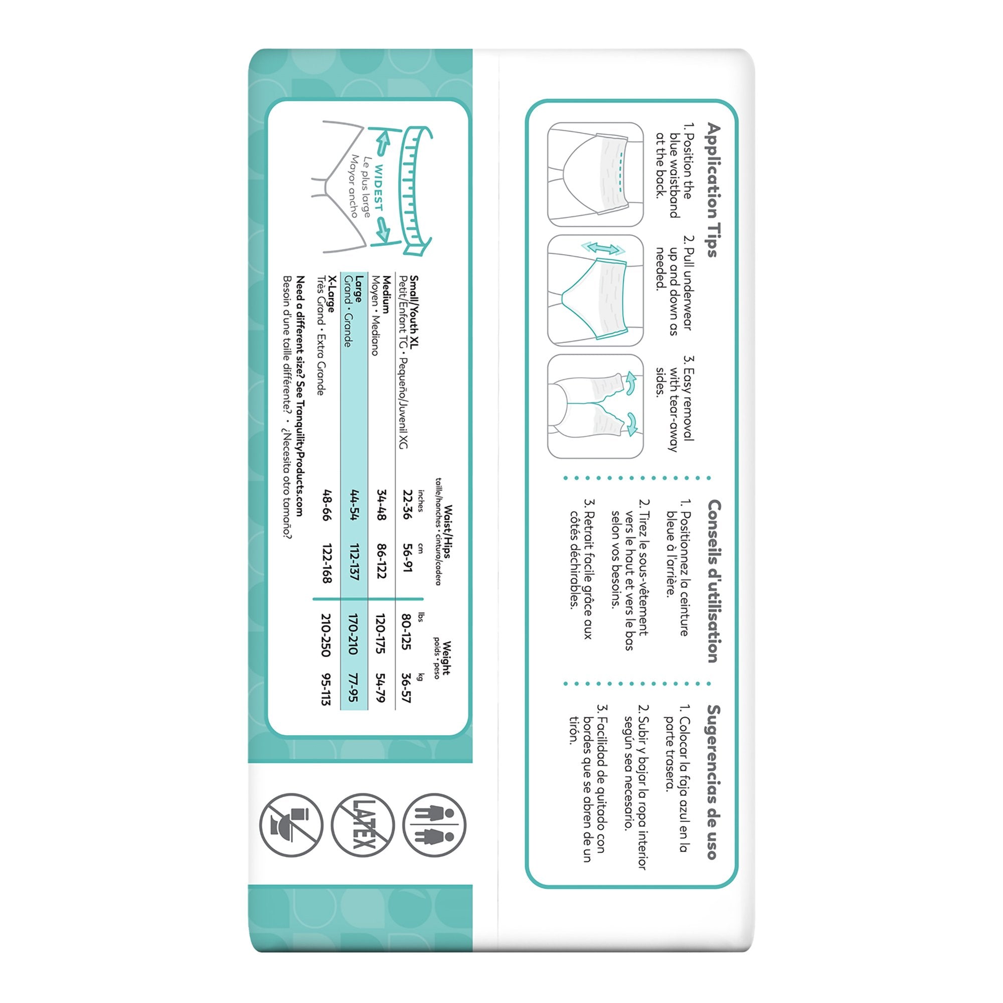 unisex adult absorbent underwear tranquility essential pull on with tear away seams large disposable moderate absorbency packaging type bag