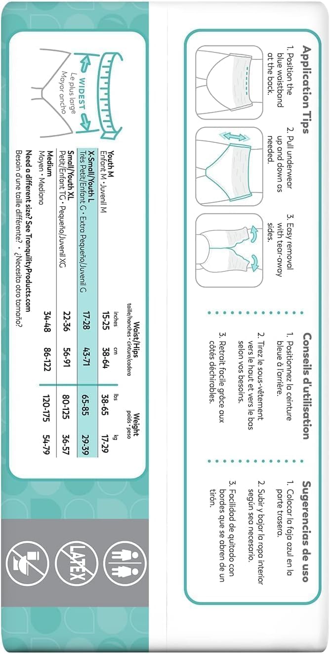 unisex adult absorbent underwear tranquility essential pull on with tear away seams large disposable moderate absorbency packaging type case