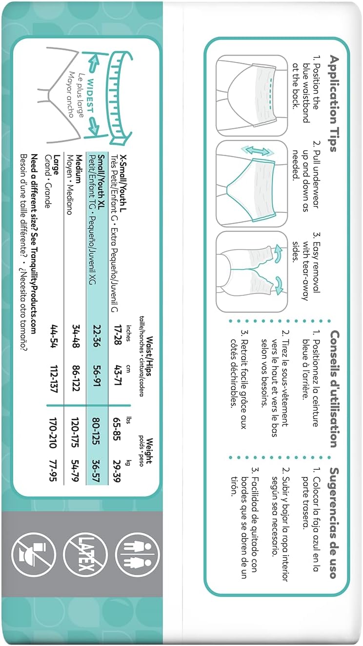 unisex adult absorbent underwear tranquility essential pull on with tear away seams small disposable heavy absorbency packaging type case