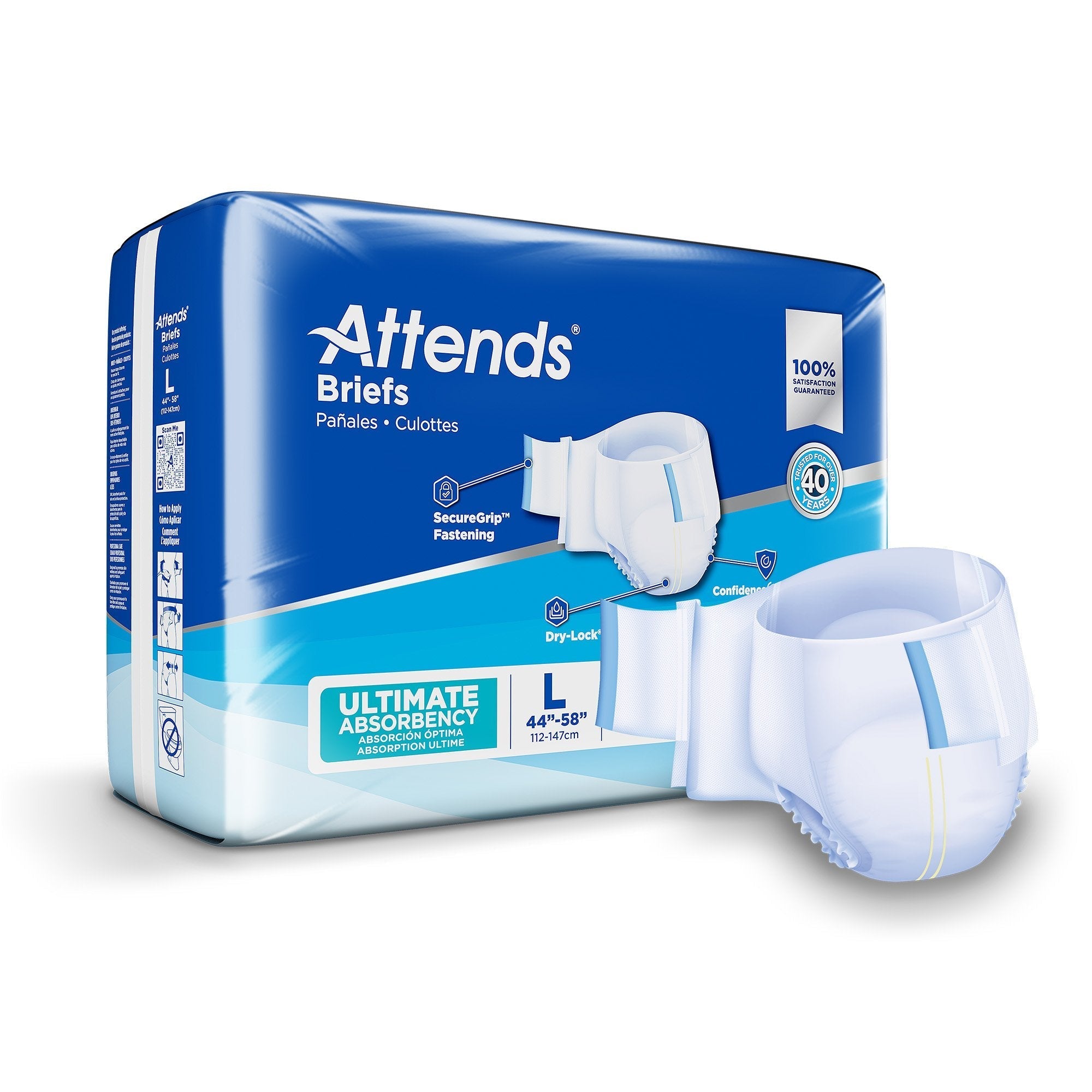 Unisex Adult Incontinence Brief Attends Advanced Large Disposable Heavy Absorbency
