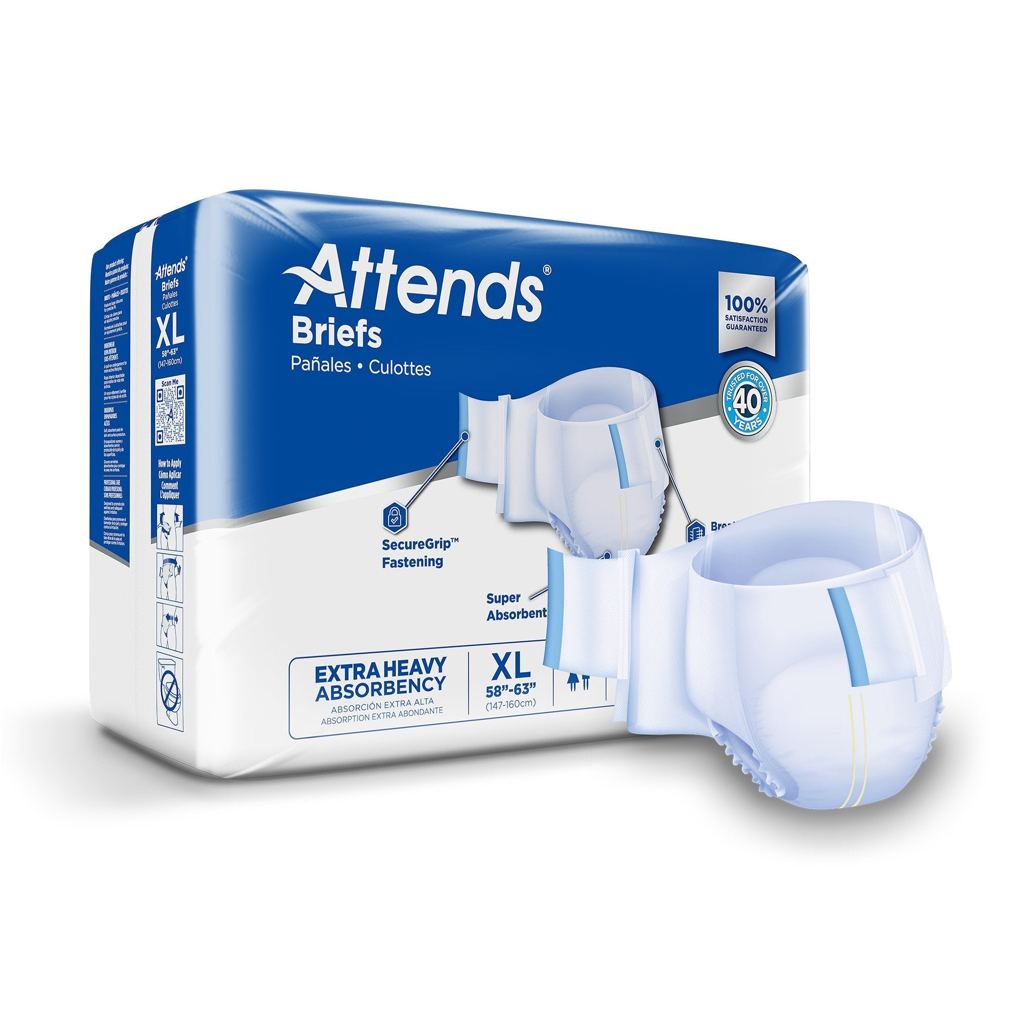 Unisex Adult Incontinence Brief Attends Care Advanced X Large Disposable Heavy Absorbency