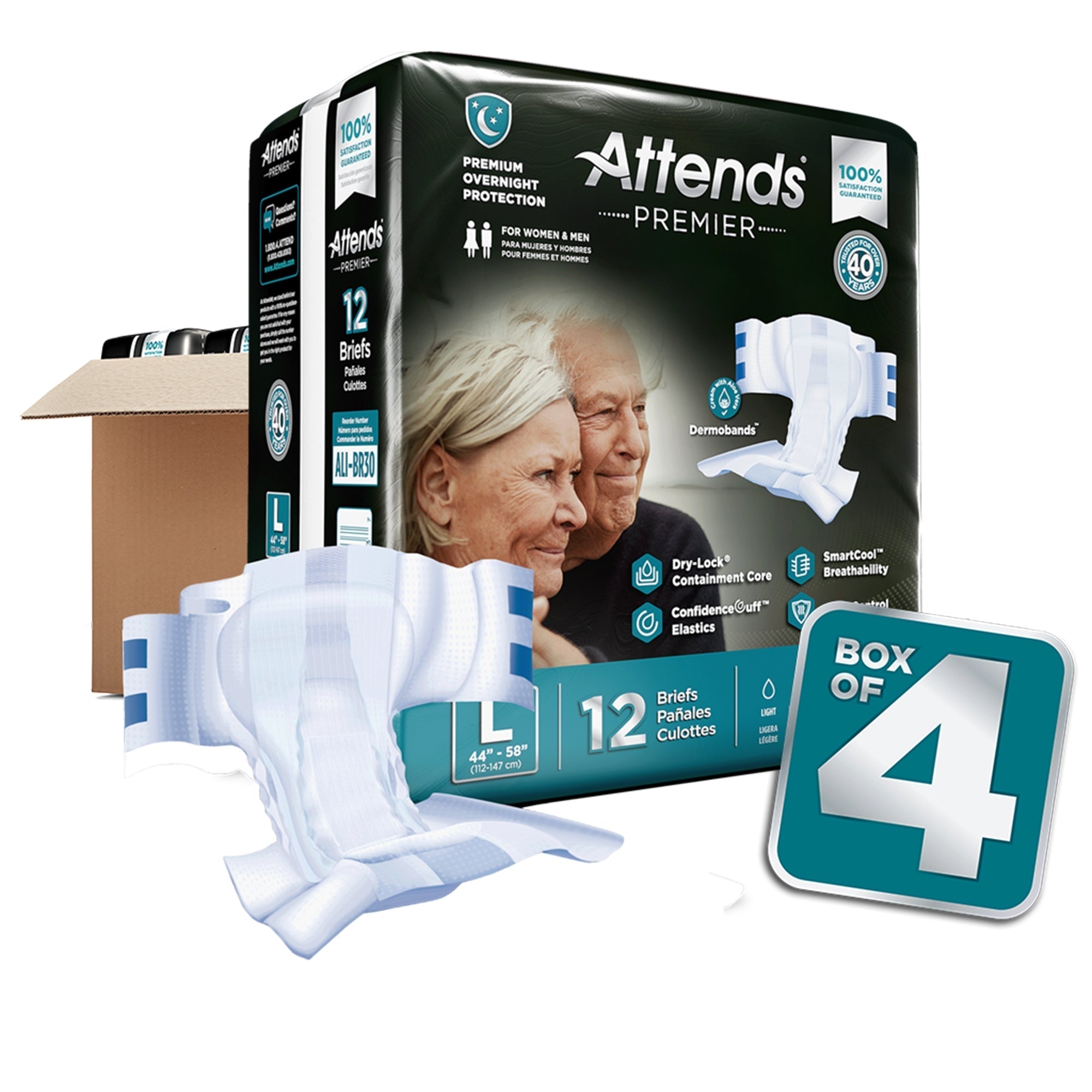 unisex adult incontinence brief attends premier large disposable heavy absorbency packaging type case
