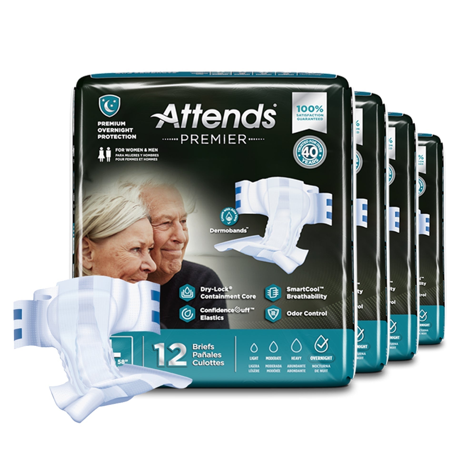 unisex adult incontinence brief attends premier large disposable heavy absorbency packaging type case