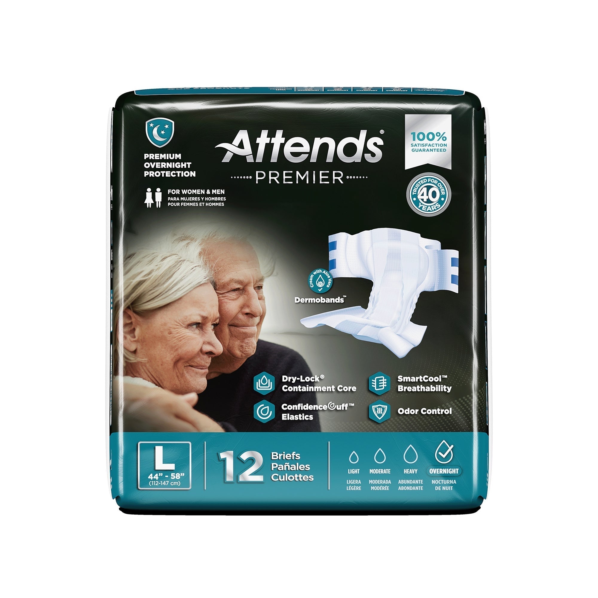 unisex adult incontinence brief attends premier large disposable heavy absorbency packaging type case