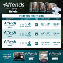 unisex adult incontinence brief attends premier large disposable heavy absorbency packaging type case