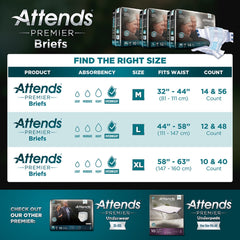 unisex adult incontinence brief attends premier large disposable heavy absorbency packaging type case