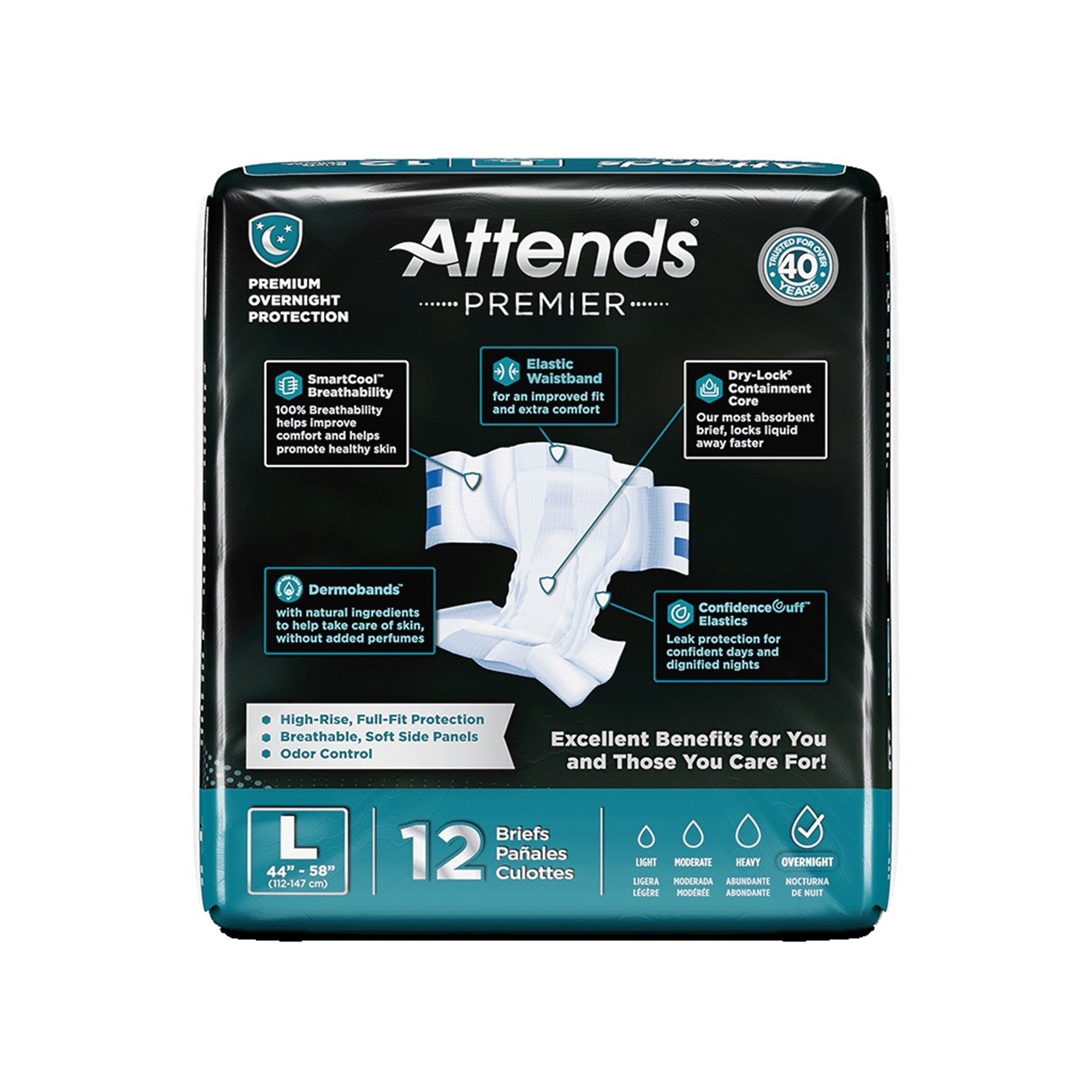 unisex adult incontinence brief attends premier large disposable heavy absorbency packaging type case