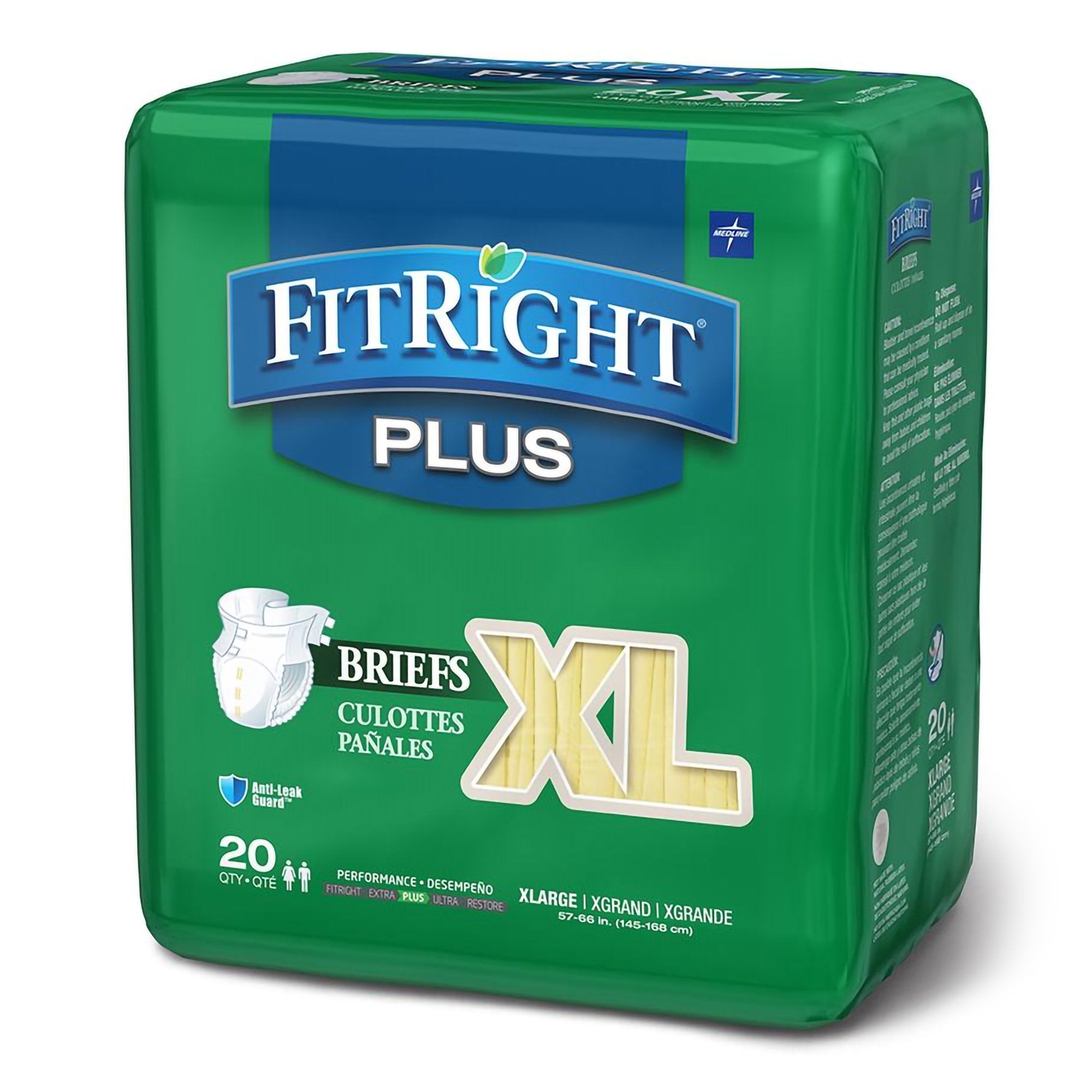 Unisex Adult Incontinence Brief FitRight Plus X Large Disposable Moderate Absorbency