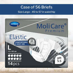 unisex adult incontinence brief molicare premium elastic 10d large disposable heavy absorbency packaging type case