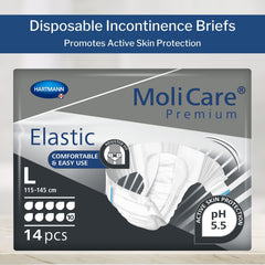 unisex adult incontinence brief molicare premium elastic 10d large disposable heavy absorbency packaging type case